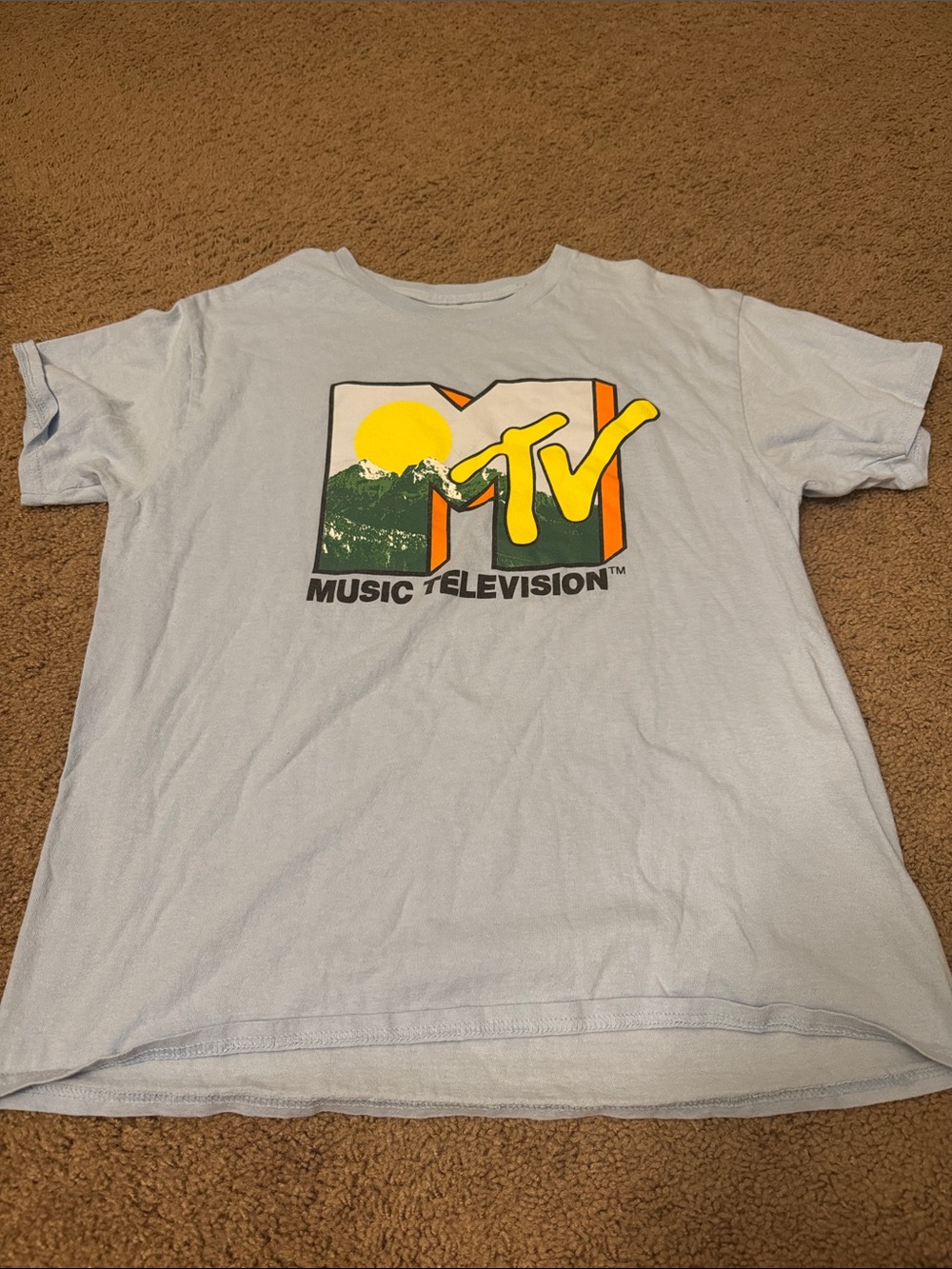 MTV Light Blue Graphic Tee with Yellow & Green Logo